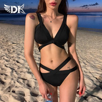 DK 新款 bikini 性感三角比基尼 聚拢分体游泳装