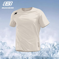 SKECHERS斯凯奇冰丝短袖t恤男士速干衣跑步体恤透气半袖男装上衣 M291-0046浅棕色 3XL /190