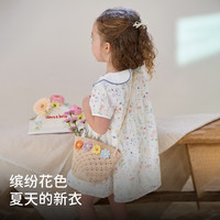 戴维贝拉2025夏装宝宝碎花连衣裙女童洋气裙子儿童纯棉公主裙 小碎花印花