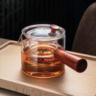 侧把茶壶玻璃煮茶器电陶炉耐高温泡茶壶木把单壶过滤功夫茶具套装