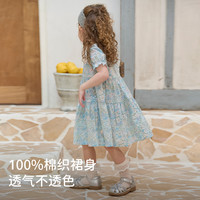 戴维贝拉儿童连衣裙2025夏装女童薄纯棉碎花裙子 花朵印花