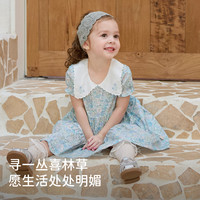 戴维贝拉儿童连衣裙2025夏装女童薄纯棉碎花裙子 花朵印花