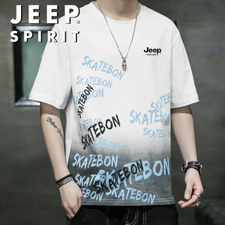 JEEP SPIRIT吉普短袖T恤男士夏季圆领美式潮流重磅休闲上衣