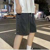 燠阳运动牛仔短裤男夏季薄款直筒裤子ins潮牌青少年宽松5分裤 【95-110斤】