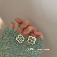 花饰庄园 S925银法式复古宫廷风花朵耳环轻奢感耳针独特小众气质耳饰女 耳钉款