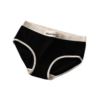 雅鹿纯棉内裤女学系无痕透气三角短裤运动风棉质内裤美式甜心可爱 黑色+白色+灰色 3条 XL