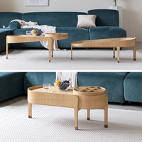 吱音（ziinlife）1/2茶几客厅家用矮桌日式实木可折叠茶几小户型创意组合茶桌 原木色【经典款返场】 整装