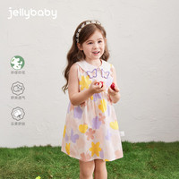 JELLYBABY[7A抗菌]女童裙子夏季宝宝纯棉透气夏装小童碎花裙儿童法式连衣裙 米白 【7A抗菌】 90
