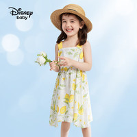 Disney baby迪士尼女童连衣裙儿童裙子中小童装无袖吊带公主裙夏 黄色 90