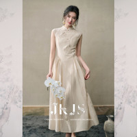 JKJS【月芙蕖】人丝亚麻连衣裙改良旗袍新中式长裙盘扣裙子女夏