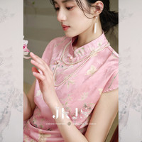 JKJS【锁蝶棠】花萝印花 长款旗袍女新中式连衣裙夏国风气质长裙