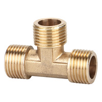 云然 全铜加厚三通接头4分6分1寸内丝外丝一分二配件热水器分水活接头