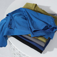 灰壳户外美利奴羊毛速干衣T恤夏排汗透气美丽诺休闲运动圆领短袖男  /180gsm-常规正肩  (175) 推荐140-155斤