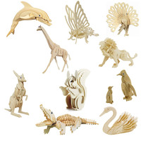 齐峰3d立体拼图积木玩具摆件恐龙模型木质儿童成人拼插动物diy 企鹅