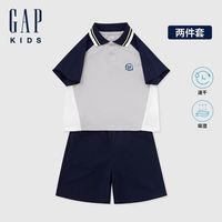 Gap男幼童春秋款吸湿速干短袖T恤短裤儿童装两件套890265