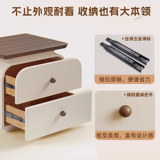 苡茉床头柜卧室小型时尚收纳柜子奶油风储物柜现代简约抽屉窄边柜40