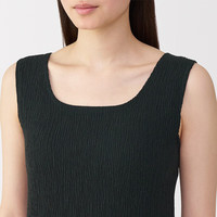 无印良品(無印良品 MUJI)女式 经泡泡纱 带罩杯背心 女士女款带胸垫 25年夏季 FCB65C5S 黑色 XL (165/92A)