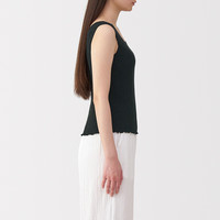 无印良品(無印良品 MUJI)女式 经泡泡纱 带罩杯背心 女士女款带胸垫 25年夏季 FCB65C5S 黑色 L (165/88A)