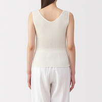 无印良品(無印良品 MUJI)女式 经泡泡纱 带罩杯背心 女士女款带胸垫 25年夏季 FCB65C5S 米白色 L (165/88A)