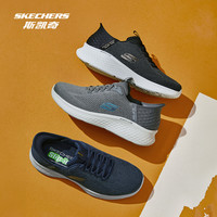 斯凯奇闪穿鞋丨闪步鞋跑步男女舒适耐磨厚底休闲健步一脚蹬运动鞋 男款-蓝色/黄色/NVYL/232466 44