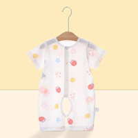 芭菲悦 婴儿衣服夏季短袖连体衣开裆夏装幼儿夏季男薄款衣服宝宝哈衣夏天 草莓兔 66cm