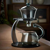 全度玻璃茶具套装自动懒人泡茶器家用泡茶壶茶杯冲泡茶器功夫茶具 烟灰福禄自动茶具