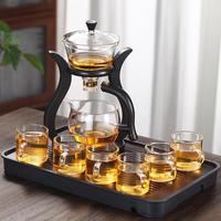 全度玻璃茶具套装自动懒人泡茶器家用泡茶壶茶杯冲泡茶器功夫茶具 懒人茶器白色款(超实惠套装)