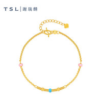 谢瑞麟(TSL)黄金手链彩色蜜糖系列5G足金工艺珐琅手饰XQ207 约2.7g