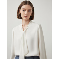 朗姿【Basic衣橱】明星同款法式衬衫气质衬衣长袖上衣春春 白色2 M