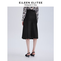 朗姿【三醋酸Basic衣橱】意大利设计法式高腰鱼尾半身裙裙子 黑色2 M