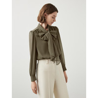 朗姿【尖货补单】通勤穿搭气质设计感小众女士衬衣上衣春季衬衫 烟灰色2 S