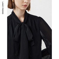 朗姿【尖货补单】通勤穿搭气质设计感小众女士衬衣上衣春季衬衫 黑色2 XL