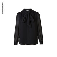 朗姿【尖货补单】通勤穿搭气质设计感小众女士衬衣上衣春季衬衫 黑色2 M