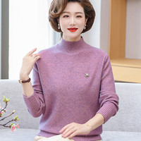 妈妈春装针织衫新款40岁50毛衣中年妇女内搭上衣中老年秋冬打底衫
