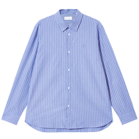 杰克·琼斯(JACK&JONES)男装春季时尚潮流百搭胸前贴布装饰常规条纹翻领衬衫男224405005 常规