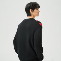 杰克·琼斯(JACK&JONES)秋季通勤胸前logo字母刺绣装饰针织衫毛衣打底衫上衣衣服男装男士 黑色E40 S 170
