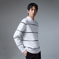杰克·琼斯(JACK&JONES)年秋冬男士上衣时尚简约个性舒适买一条纹撞色针织衫男装 本白色 常规 S 170