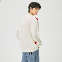 杰克·琼斯(JACK&JONES)秋季通勤胸前logo字母刺绣装饰针织衫毛衣打底衫上衣衣服男装男士 白色A48 M 175