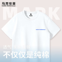 马克华菲纯棉t恤男短袖重磅220克舒适透气运动吸汗潮流美式半袖打底衫 【纯棉】-白#PMK菲英文蓝 XL