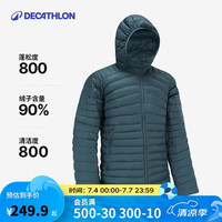 迪卡侬 DECATHLON 轻薄冬季男士短款防水保暖连帽深青砖色XL 4985405