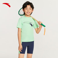 安踏儿童泳衣男女童分体泳装2025年夏季透气专业运动抗氯泳衣泳裤套装 【男童分体】绿色/藏青2411-4 110