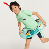 安踏儿童泳衣男女童分体泳装2025年夏季透气专业运动抗氯泳衣泳裤套装 【男童分体】绿色/藏青2411-4 165