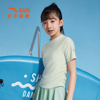 安踏儿童泳衣男女童分体泳装2025年夏季透气专业运动抗氯泳衣泳裤套装 【女童分体】浅绿/深深绿2461-2 165