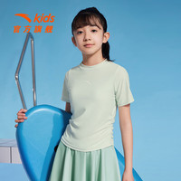 安踏儿童泳衣男女童分体泳装2025年夏季透气专业运动抗氯泳衣泳裤套装 【女童分体】浅绿/深深绿2461-2 140