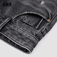 森马（Semir）牛仔裤女宽松潮酷个性夏2024街头毛边短裤103324122010 牛仔水洗黑98201