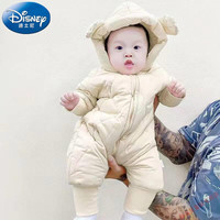 迪士尼(Disney)婴儿羽绒棉服连体衣秋冬宝宝加厚宝宝冬季外出抱服儿童连体中长款 绿色 66cm 0-3个月