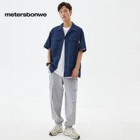 国货美特斯邦威衬衫2025夏季休闲复古宽松格子全棉提花短袖ZZ XL