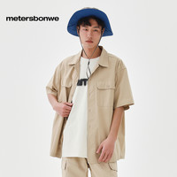 国货美特斯邦威衬衫2025夏季休闲复古宽松格子全棉提花短袖ZZ XL