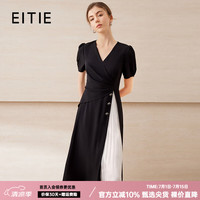 爱特爱 EITIE 女士气质V领雪纺百褶拼接连衣裙 B2507622