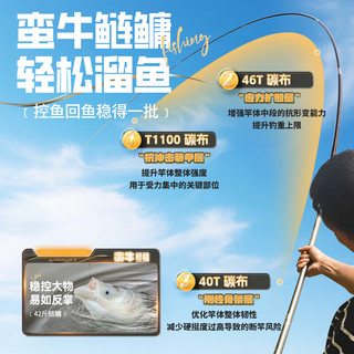 川泽蛮牛鲢鳙鱼竿轻量大物杆手竿十大名牌钓竿碳素鱼杆青草竿7.2米